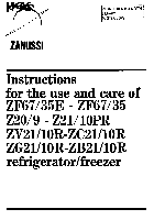Lodówki Zanussi 10R-ZB21 Instrukcja